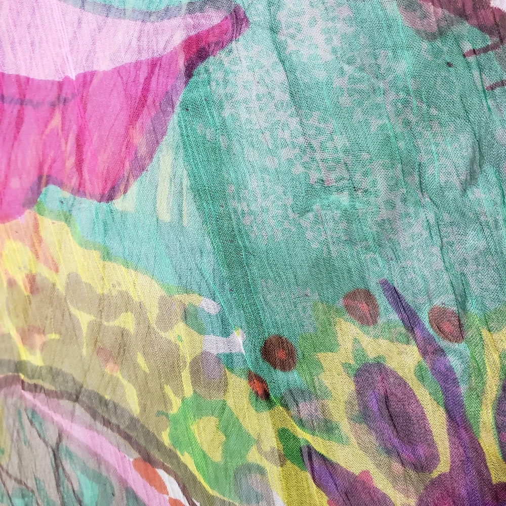 SOLD ANU Boho Peasant Multi Colored Gypsy Tiered Elastic Waist Flower Skirt Sz L - Picture 12 of 12